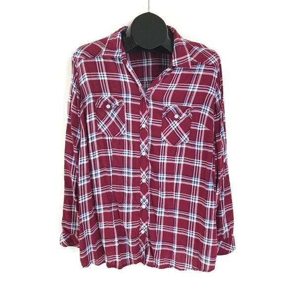 Torrid Button-Front Plaid Camp Shirt Women's Plus Size 2/2X Casual Rayon - Picture 1 of 11